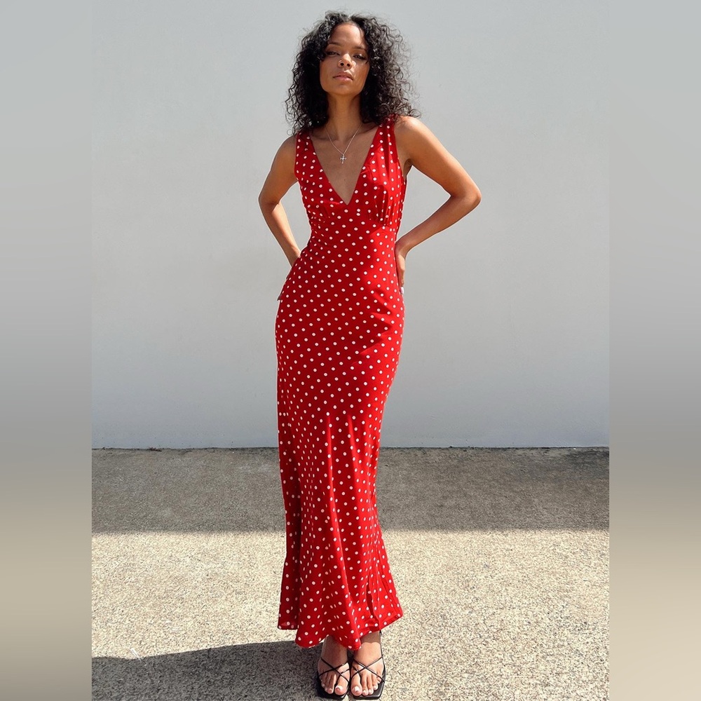 Princess Polly Nellie Midi Red Polka Dot Dress 6 *WORN ONCE*